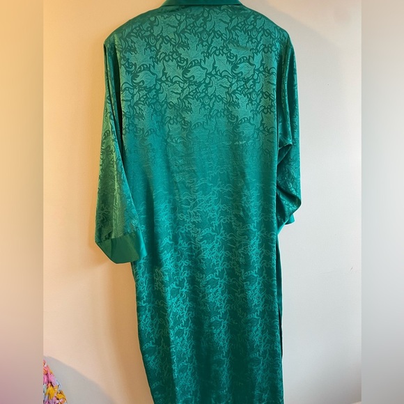 Vintage Victoria's Secret Gold||Emerald Green Long Satin Kimono Robe with Tie S - Picture 3 of 11